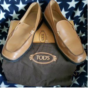 Tod's Light Brown Leather Slip On Shoes 10 USA